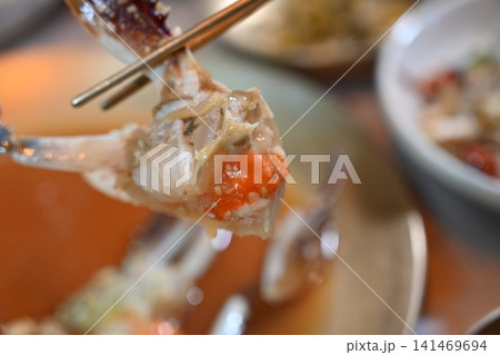 Traditional Korean Soy Sauce Marinated Raw Crab Traditional Korean Soy Sauce Marinated Raw Crab 141469694