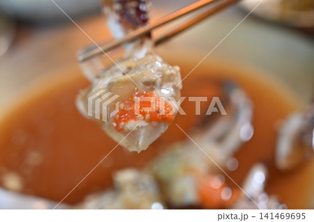 Traditional Korean Soy Sauce Marinated Raw Crab Traditional Korean Soy Sauce Marinated Raw Crab 141469695