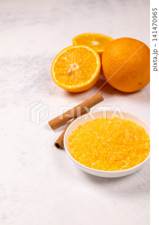 Citrus orange bath salt with cinnamon sticks Citrus orange bath salt with cinnamon sticks 141470965