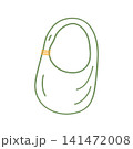 Outline Beach Bag with gold decorative element Mediterranean Hand Drawn Style Minimalist Flat design. Isolated Vector illustration Icon, sticker, packaging design element, label, travel branding, tag 141472008