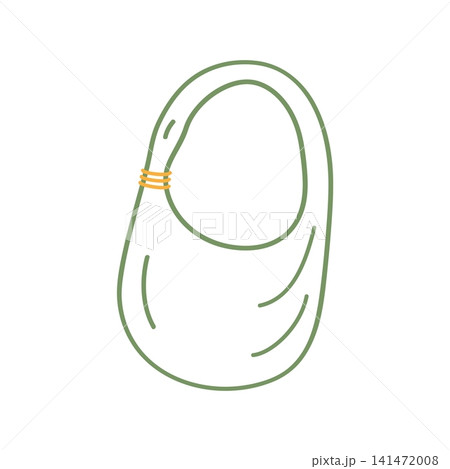 Outline Beach Bag with gold decorative element Mediterranean Hand Drawn Style Minimalist Flat design. Isolated Vector illustration Icon, sticker, packaging design element, label, travel branding, tag 141472008