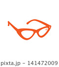 Glasses in trendy terracotta frame Mediterranean Hand Drawn Style Minimalistic Flat Design element. Isolated Vector illustration Travel Fashion or Vacation themed Sticker, icon, logo or summer promo 141472009