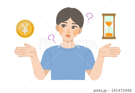 タイムパフォーマンスを考える男性のイラスト 141472948