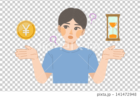 タイムパフォーマンスを考える男性のイラスト 141472948