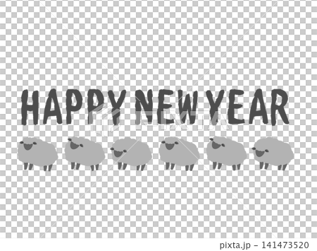Black Sheep HAPPY NEW YEAR Text Frame Illustration Black Sheep HAPPY NEW YEAR Text Frame Illustration 141473520