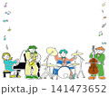 JAZZバンドの音符フレーム 141473652