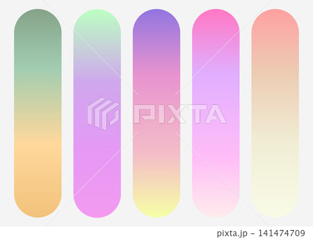 Vector colorful pastel gradient palette set isolated on white background 141474709