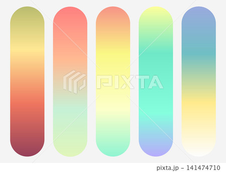 Vector colorful pastel gradient palette set isolated on white background 141474710