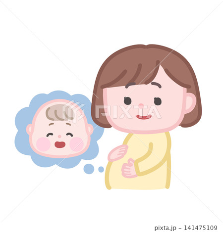 赤ちゃんの事を考える妊婦さん 141475109