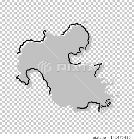 Oita Prefecture map silhouette illustration | Gray, hand-drawn style, line art Oita Prefecture map silhouette illustration | Gray, hand-drawn style, line art 141475430