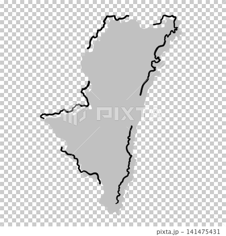 宮崎県の地図シルエットイラスト|グレー・手描き風・線画 宮崎県の地図シルエットイラスト|グレー・手描き風・線画 141475431