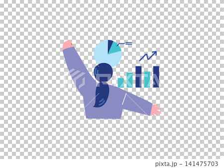 成功するビジネス女性のイラスト 141475703
