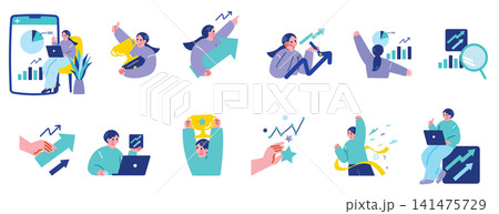 成功するビジネスパーソンのイラストセット 141475729