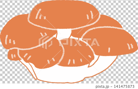Cute, hand-drawn, monochrome, simple illustration of an oyster mushroom (mushroom, vegetable, Japanese style, stamp style) Cute, hand-drawn, monochrome, simple illustration of an oyster mushroom (mushroom, vegetable, Japanese style, stamp style) 141475873