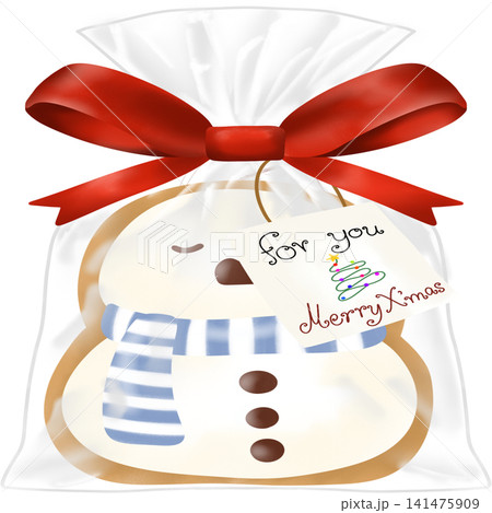 gift cookie Christmas with red ribbon Clipart 141475909