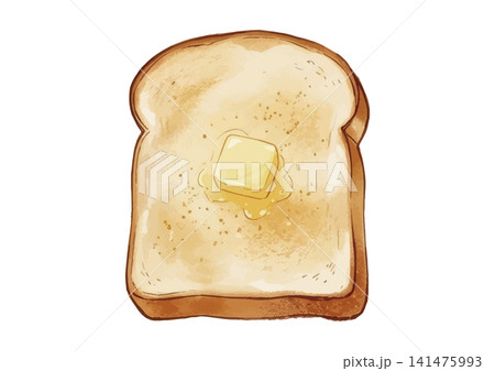 シズル感のあるパンのイラスト(食パン・バター) シズル感のあるパンのイラスト(食パン・バター) 141475993