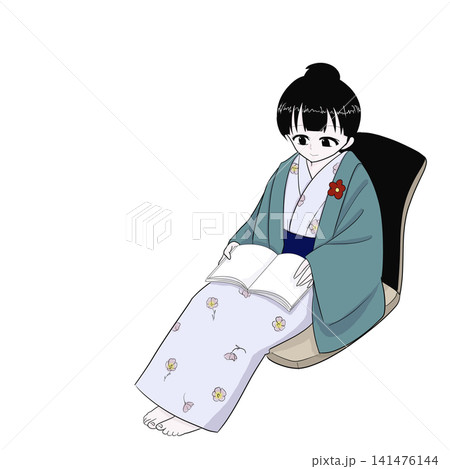 旅館で読書を楽しむ浴衣姿の女性 秋のくつろぎ時間 旅館で読書を楽しむ浴衣姿の女性 秋のくつろぎ時間 141476144