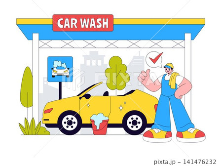 Car Wash Vector Illustration Featuring Professional Vehicle Cleaning Service, Automatic Washing Station, Foam Cleaning, Car Care, and Transportation Car Wash Vector Illustration Featuring Professional Vehicle Cleaning Service, Automatic Washing Station, Foam Cleaning, Car Care, and Transportation 141476232