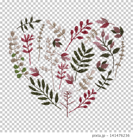 [Plant Heart] Hand-embroidered illustration material 141476236