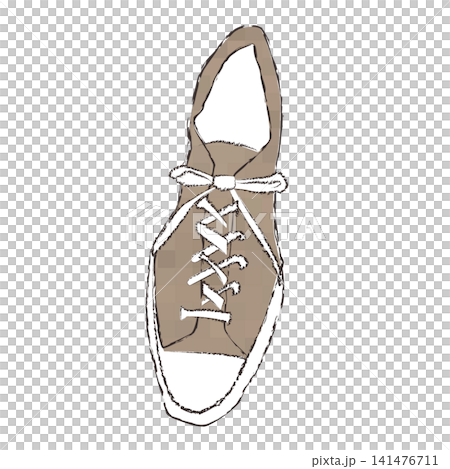 Hand-drawn illustration of light brown sneakers (direct view, shoes, footwear) Hand-drawn illustration of light brown sneakers (direct view, shoes, footwear) 141476711