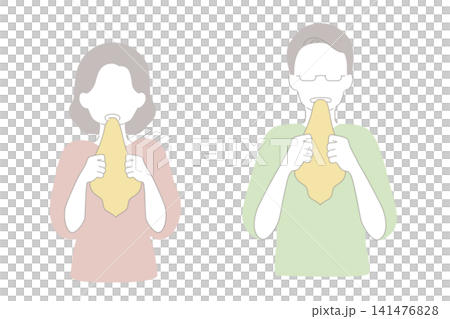 Woman and man biting a handkerchief (set) Woman and man biting a handkerchief (set) 141476828