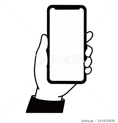 スマートフォンを持つ手のアイコンイラスト スマートフォンを持つ手のアイコンイラスト 141476930