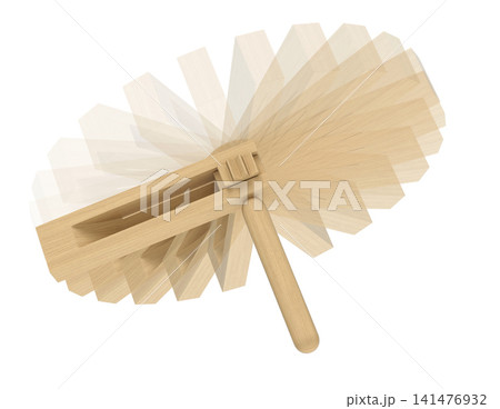 Wooden ratchet toy moving concept - 3D illustration 141476932
