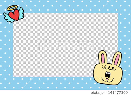 Blue frame with heart, bunny, polka dot pattern for background, backdrop, wallpaper, rectangle ad template, polaroid photo, postcard, memo note, presentation, happy easter, animal print, label Blue frame with heart, bunny, polka dot pattern for background, backdrop, wallpaper, rectangle ad template, polaroid photo, postcard, memo note, presentation, happy easter, animal print, label 141477309