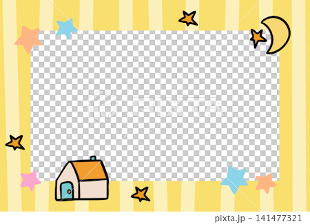 Yellow stripe frame with home, moon, stars for background, backdrop, wallpaper, rectangle ad template, polaroid photo, postcard, memo note, presentation, label, outdoors, summer vibes, paper design Yellow stripe frame with home, moon, stars for background, backdrop, wallpaper, rectangle ad template, polaroid photo, postcard, memo note, presentation, label, outdoors, summer vibes, paper design 141477321