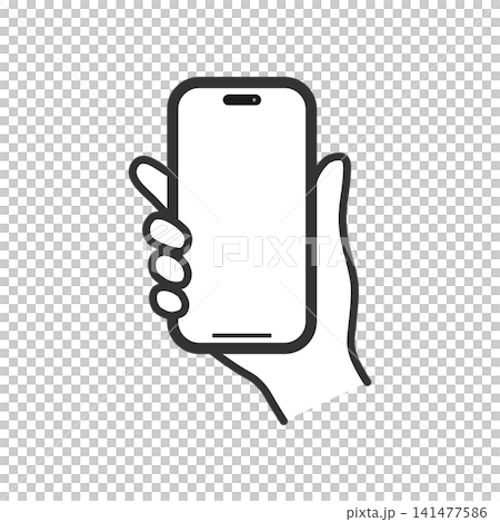 Illustration of a hand holding a smartphone Illustration of a hand holding a smartphone 141477586