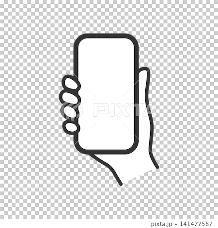Illustration of a hand holding a smartphone Illustration of a hand holding a smartphone 141477587