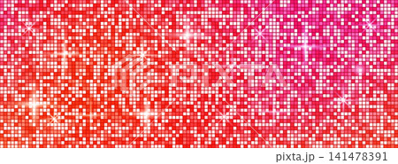 Sequin texture background. Glittering red disco ball pattern with mirror mosaic and sparkle lights. Seamless nightclub bg Sequin texture background. Glittering red disco ball pattern with mirror mosaic and sparkle lights. Seamless nightclub bg 141478391