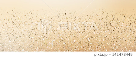 Luxury champagne glitter background. Festive beige gradient with sparkling glow and satin light effect. Elegant vector template for Christmas, New Year, wedding. 141478449