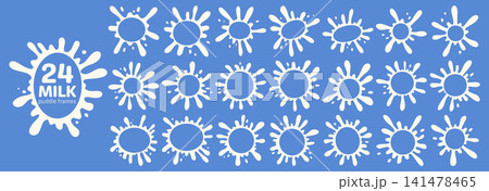 Milk splash frames set. Organic liquid shapes with wavy edges. Hand drawn playful style. Milk splash frames set. Organic liquid shapes with wavy edges. Hand drawn playful style. 141478465