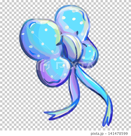 Isolated blue girly bow tie in artistic coloring illustration 141478599