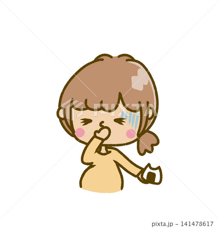 おにぎりを持っている食べづわりの妊婦さん。 おにぎりを持っている食べづわりの妊婦さん。 141478617