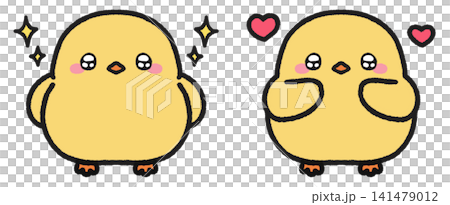 A set of illustrations of happy chicks with sparkling eyes. A set of illustrations of happy chicks with sparkling eyes. 141479012