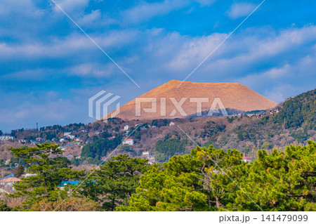 (静岡県)東伊豆・城ヶ崎から見る大室山 (静岡県)東伊豆・城ヶ崎から見る大室山 141479099
