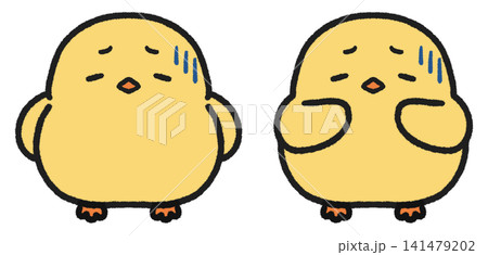 落ち込むヒヨコのイラストセット 落ち込むヒヨコのイラストセット 141479202