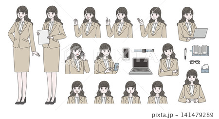 女性会社員イラスト素材セット 女性会社員イラスト素材セット 141479289