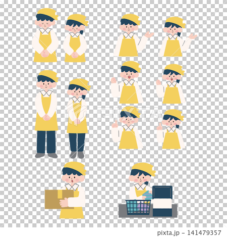 スーパーの店員のイラスト素材セット 141479357