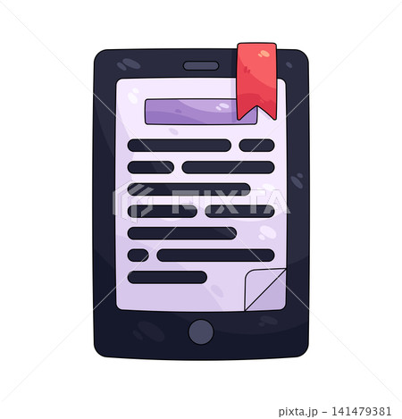 Illustration of ebook reader with bookmark Illustration of ebook reader with bookmark 141479381