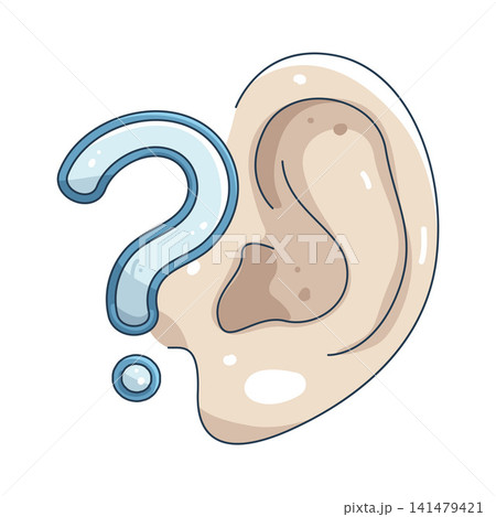 Illustration of listening ear with question mark 141479421