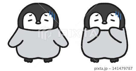 落ち込むペンギンのイラストセット 落ち込むペンギンのイラストセット 141479787