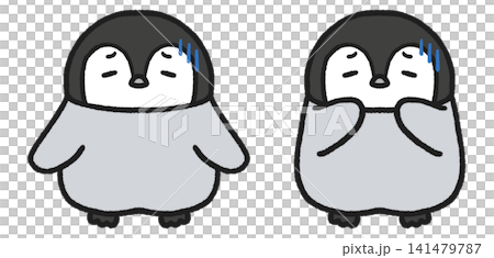 落ち込むペンギンのイラストセット 落ち込むペンギンのイラストセット 141479787