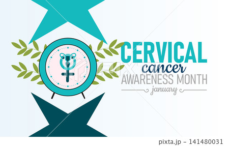 Cervical Cancer Awareness Month Poster Banner and Background Design Template Featuring Pink Ribbon, Medical Icon, and Female Health Illustration for Cancer Prevention, Screening 141480031