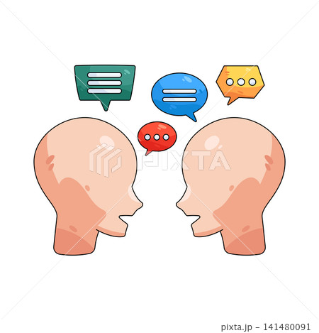 Illustration of two people talking Illustration of two people talking 141480091