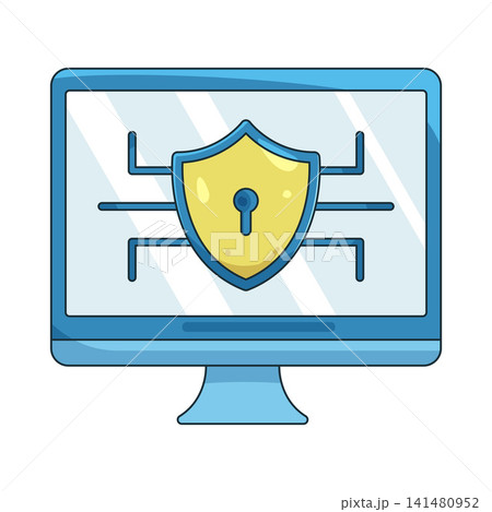 Illustration of computer security shield 141480952