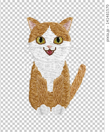 【茶白の猫】手刺繍イラスト素材 【茶白の猫】手刺繍イラスト素材 141481570