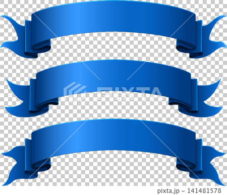 Blue ribbon banner curved set 141481578